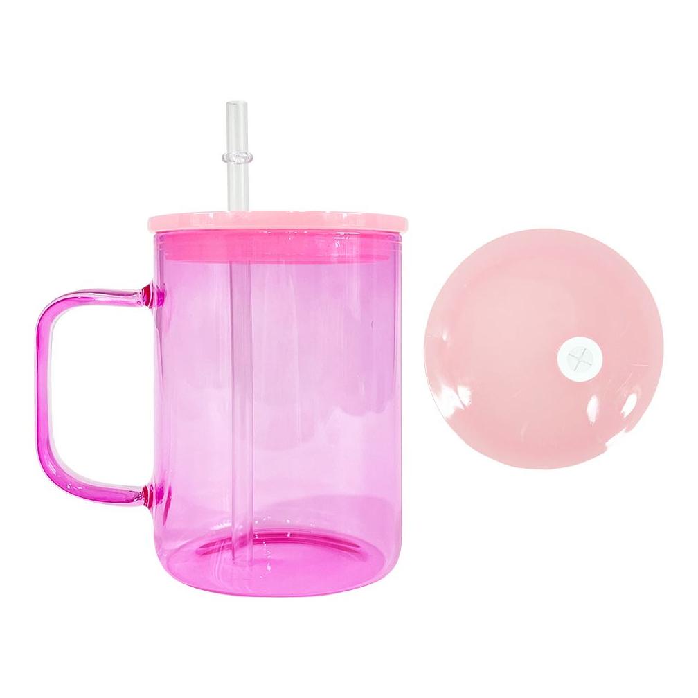 Warehouse Colorful Jelly 17Oz Blank Sublimation Clear Transparent High Borosilicate Colored Glass Camper Coffee With Plastic Pp Lids Otvb9