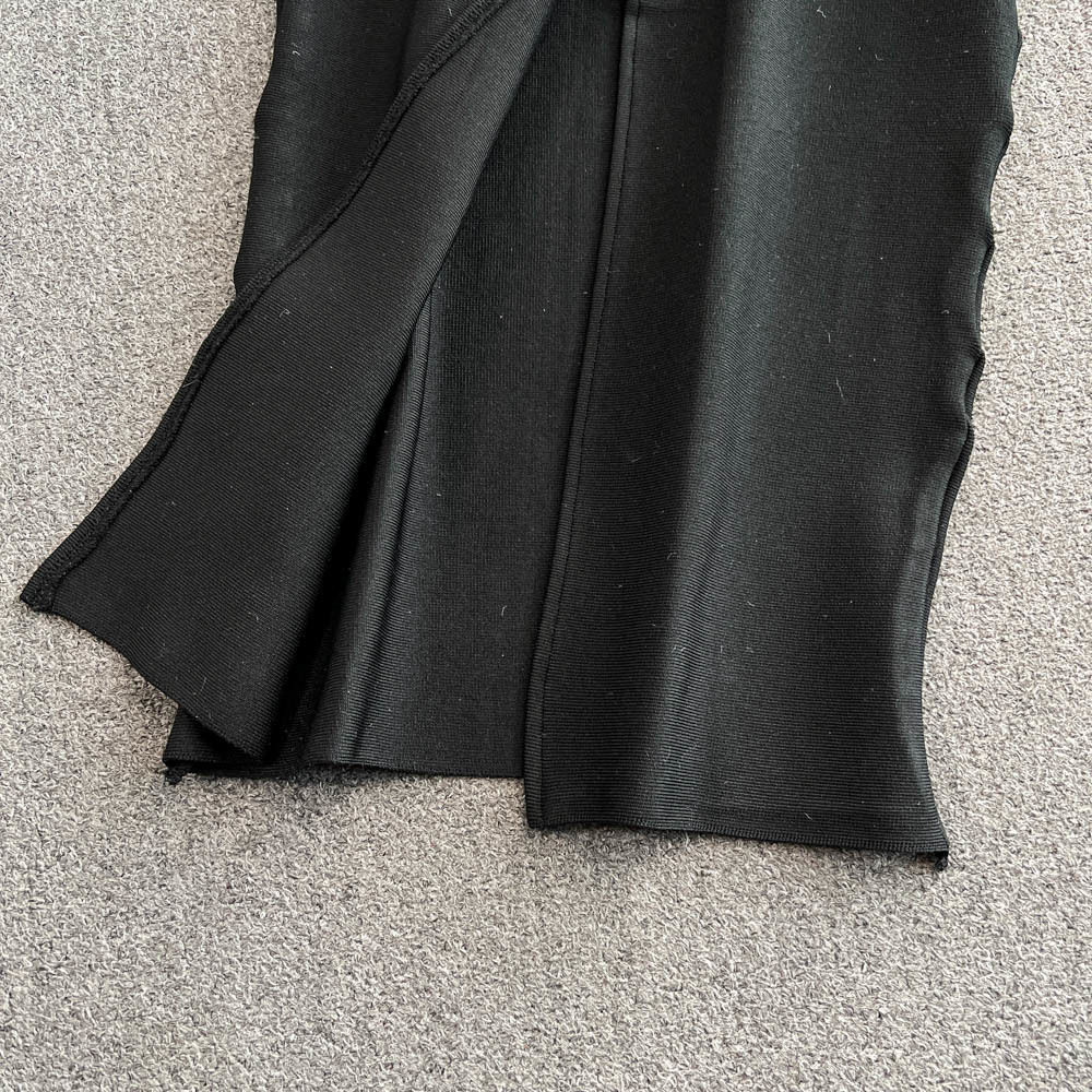 TWOTWINSTYLE Solid Spliced Dias Two Piece Set For Women O Neck Long Sleeve Top High Waist Slim Skirt Sets Female Kse517939