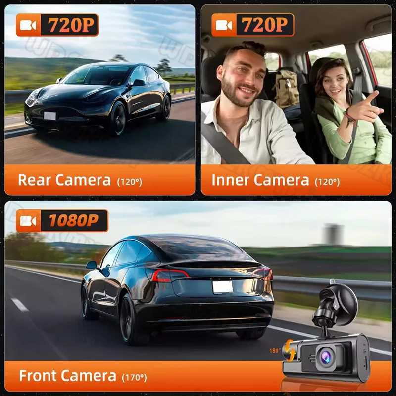 Car dvr 3 Channel Dash Cam for Cars 1080P Car Camera WIFI Video Recorder Front inside Rear View Camera Car dvr Black Box Car Assecories R250529 UX2E