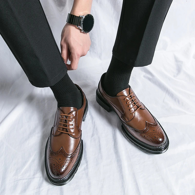 Leisure Genuine Leather Shoes for Men British Pointed Business Attire Office Wear Korean Version Height Increase Mens Shoes 241211