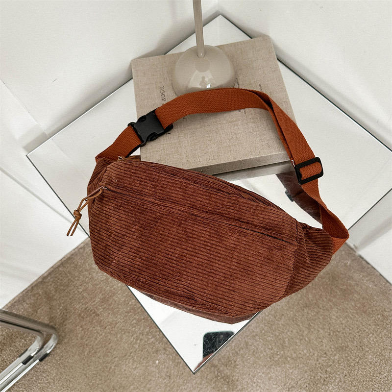 2025 new High end for women, new fashionable autumn and winter crossbody corduroy women's niche chest bag, waist bag