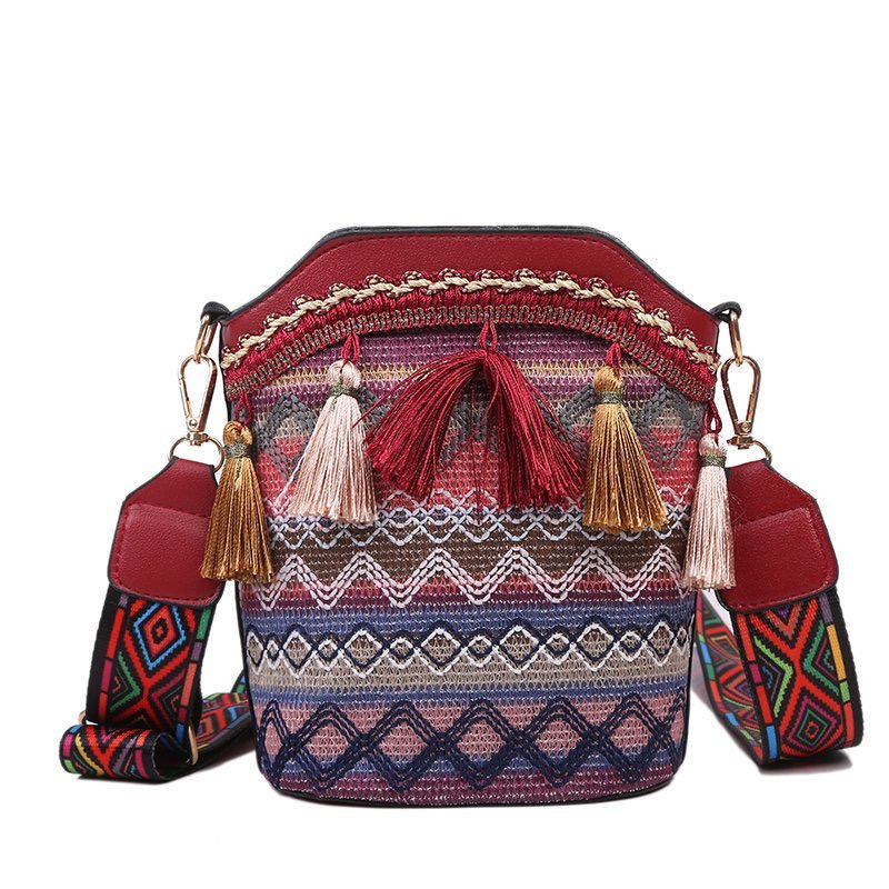 2025 new New Ethnic Style Trendy Casual Fashion Bohemian Single Shoulder Bucket Crossbody Bag Handbags zhanyishengli