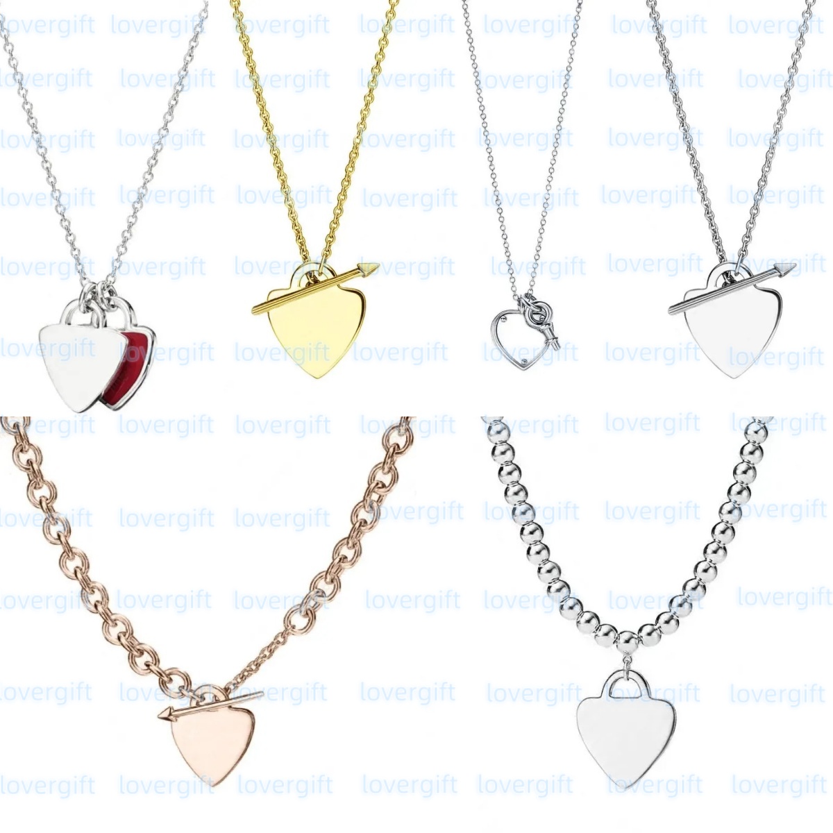 designer necklaces with box red heart pendant necklace for women 925 silver love hearts beads chains High Quality 18k rose gold necklaces Luxury jewelry gifts