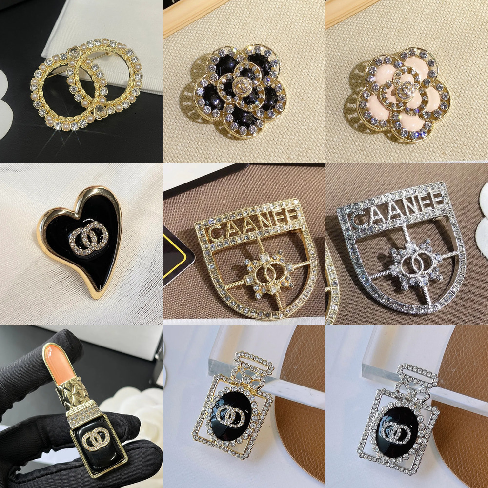 Designer Jewelry Brooch Gold Plated Sier Letter Stainless Steel Crystal Pearl Broche Clothing Suit Pin Wedding Christmas Gift Jewellery