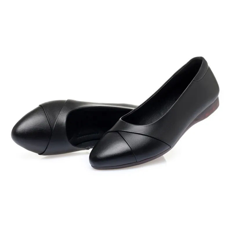 AIYUQI Women Loafer Casual Spring Genuine Leather Casual Mother Shoes Comfortable Non-slip Large Size Ladies Flat Shoes