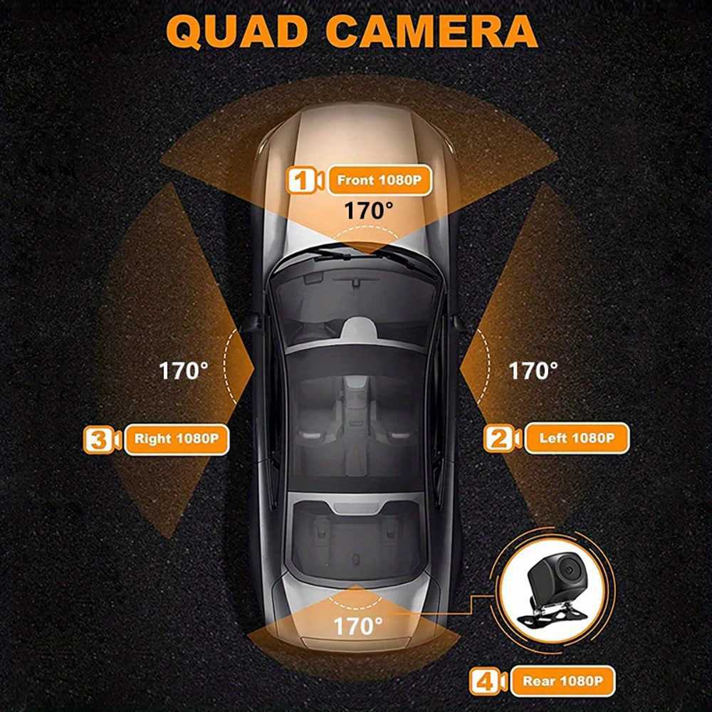 Car dvr 4Camera Car dvr 4*1080P Video Recorder GPS WIFI APP DashCam Front right left Rear View Camera Black Box Car Assecory R250529