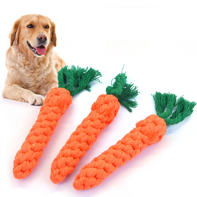 Long Lasting Natural Fiber Bite Ropes for Dogs Featuring a Cozy Carrot Shape
