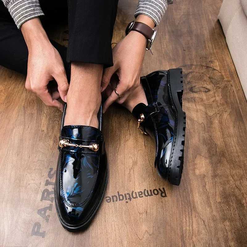 Shiny Leather Shoes for Men Platform Dress Shoes Luxury Slip on Men Loafers Party Designer Wedding Footwear Zapatos Para HombresX241210