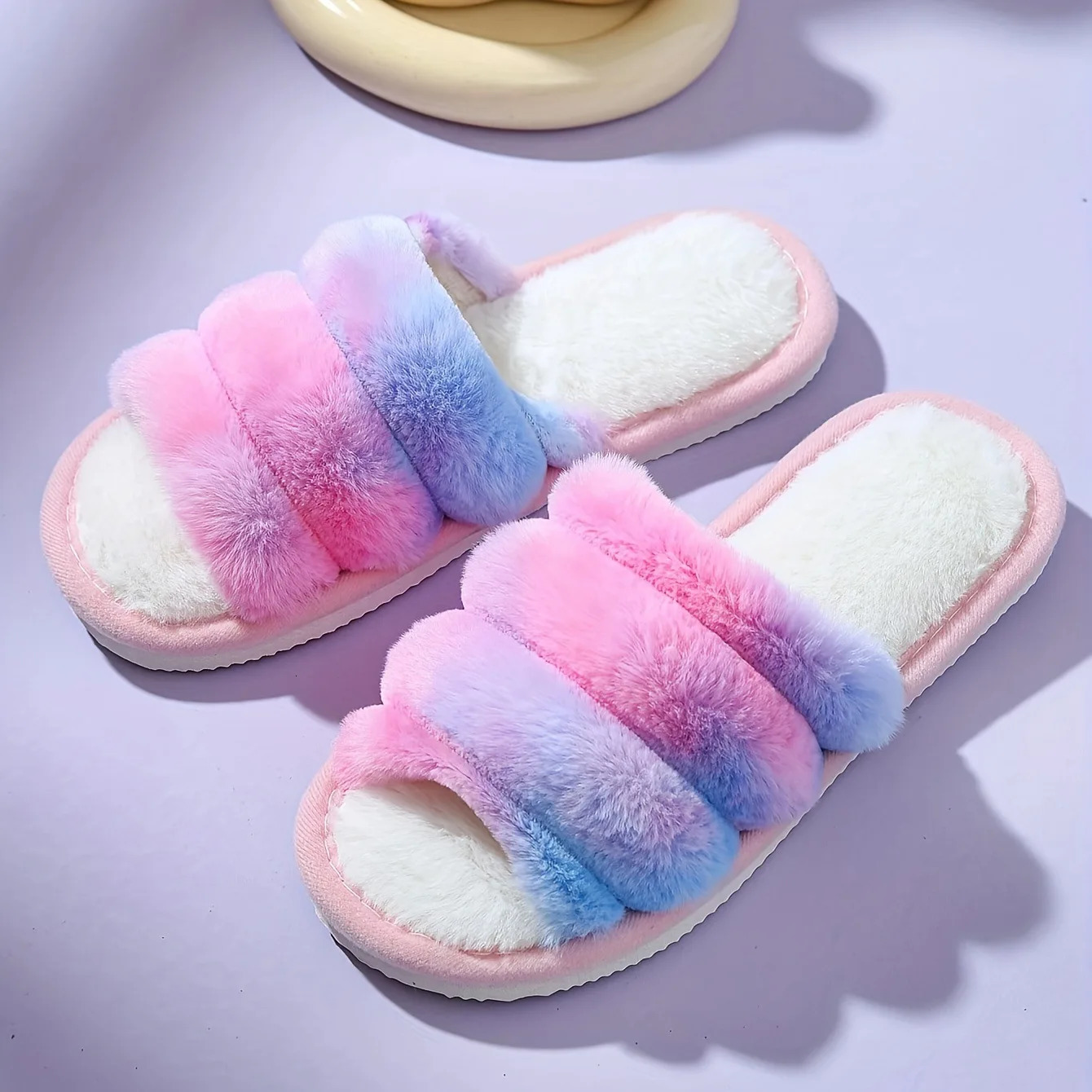 Sexy Fur Slippers Womens Home Light Flip Flops Spring Autumn Open Toe Plush Carpet Flat Shoes Winter Outdoor Slides 241220