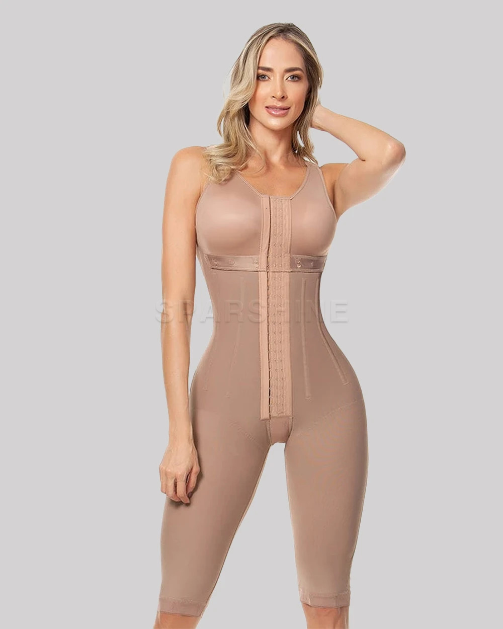 Full Body Tummy Control Faja Bust Wrap Button Mid-Length Shapewear Colombian Reducing And Shapers 241211