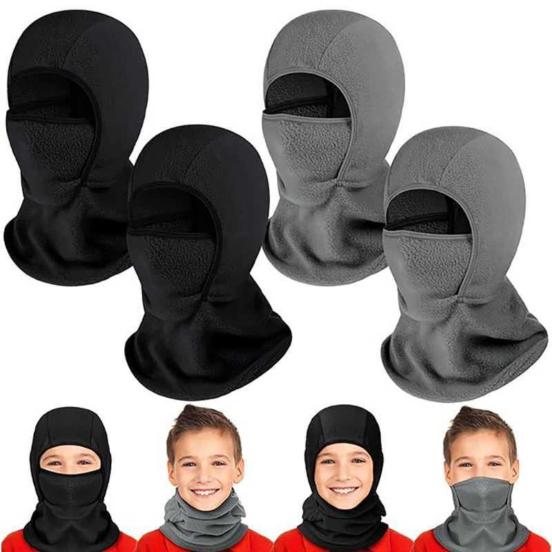 Winter Fleece Kids Balaclava Hat Outdoor Warm Full Face Mask Cover Cycling Ski Beanies Cold-Proof Ear Protection CapsXJ241210