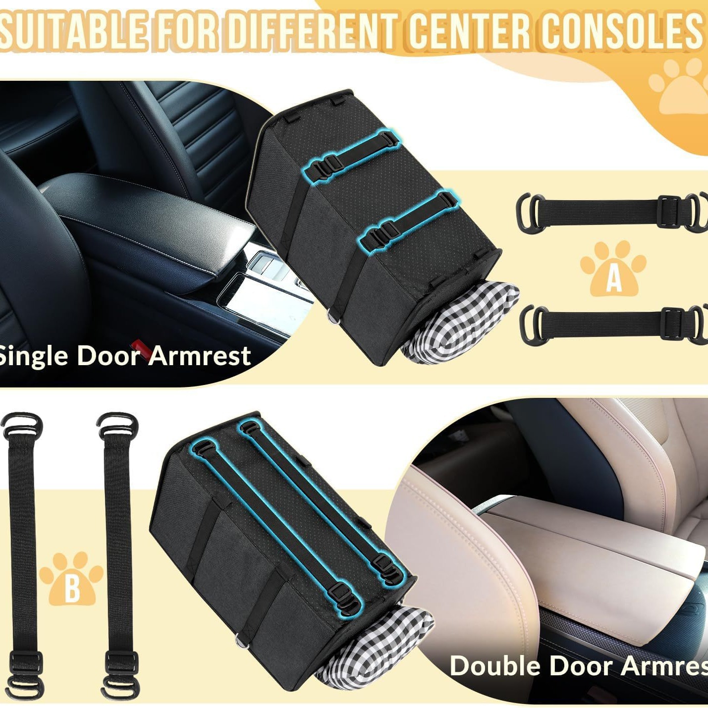 Pet Portable Dog Booster Seat with Soft Cushion - Car Armrest for Small Dogs & Safety Seat Belt Included