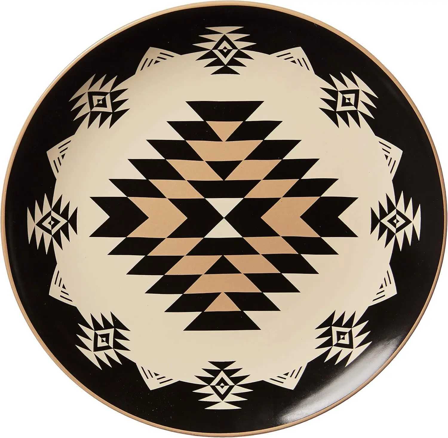 Paseo Road By HiEnd Accents Chalet Aztec 16 Piece Ceramic Dinnerware Set with Plates Bowls gs Southwestern Rustic Cabin LodgeXJ241209