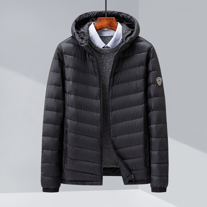 M12113 High fleece lightweight down jacket men 2024 winter white duck down warm jacket