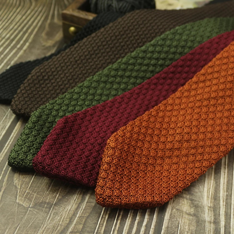 Fashion Solid Color Neckties For Men Women Casual Knitted Neck Ties 7cm Width Brown Orange Tie Daily Wear JK Accessories Cravat 241211