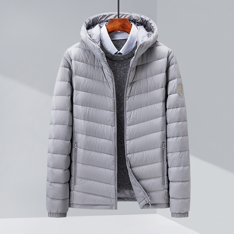M12113 High fleece lightweight down jacket men 2024 winter white duck down warm jacket