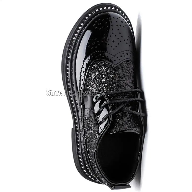Boys Dress Spring Childrens School Leather British Style Shining Childrens Performance Wedding Shoes 241210