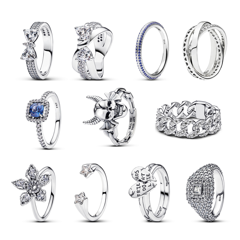 Classic Authentic Pave Setting Cuban Chain Skull Skeleton Rings Women Man S925 Sterling Silver Christmas CZ Diamond Wedding Birthday Gifts Luxury Jewelry R069