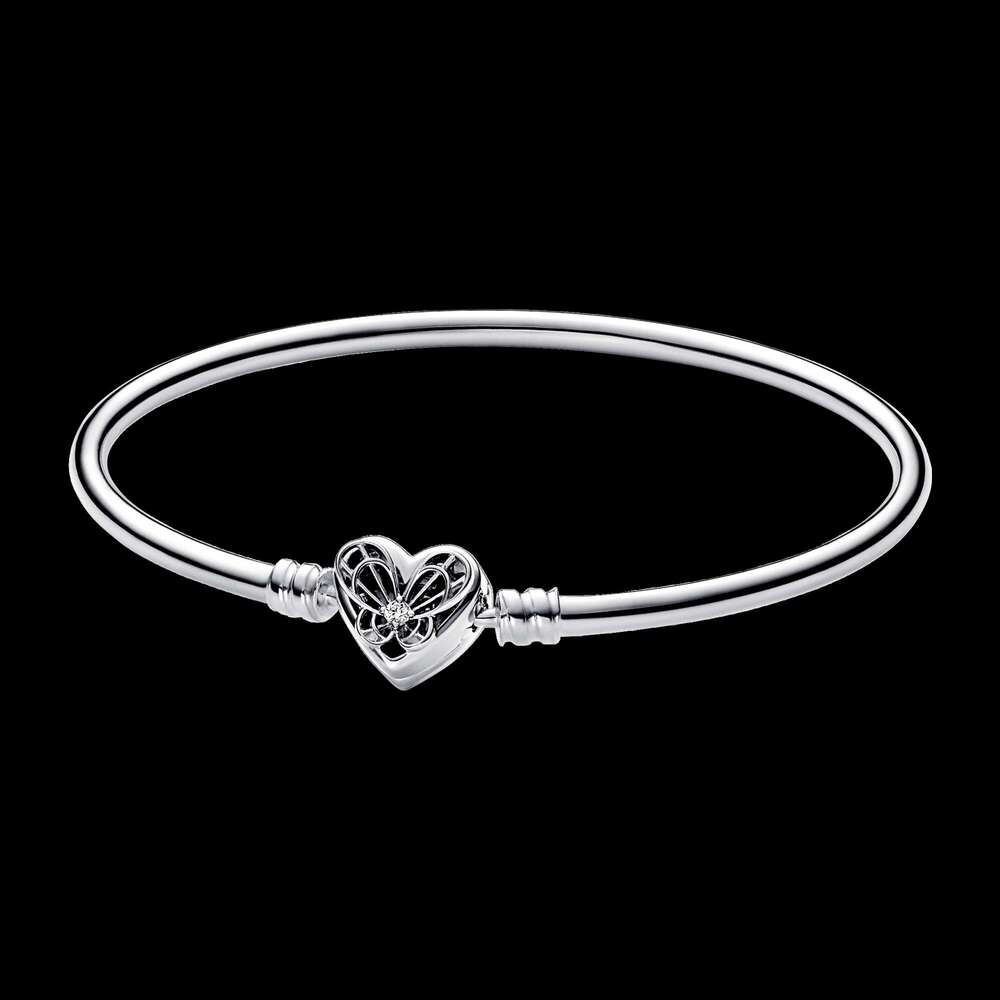 Authentic Sier Snake Chain Clasp Charm Bracelet Fit Original European Bead Pendant Bangle Jewelry Making Accessories Gift