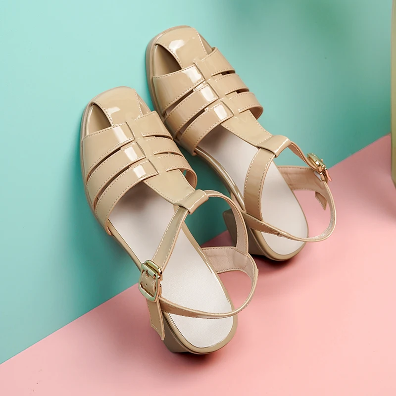 AIYUQI Gladiator Sandals Summer Genuine Leather Women Sandals Large Size Closed Toe Sandals Women