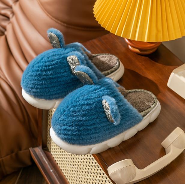 Winter woolen slippers woman Winter woolen flat bottomed womens shoes, man fashionable and warm mens slippers size 34-41-46 with box Color blocked man