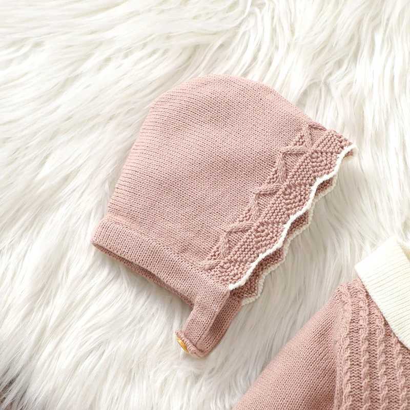 Baby Hoodie Set Knitted Baby Boy Hoodie Long Sleeve Cute Bow Preschool Clothing 2PC Set 0-9M Playsuit Warm Autumn M241211