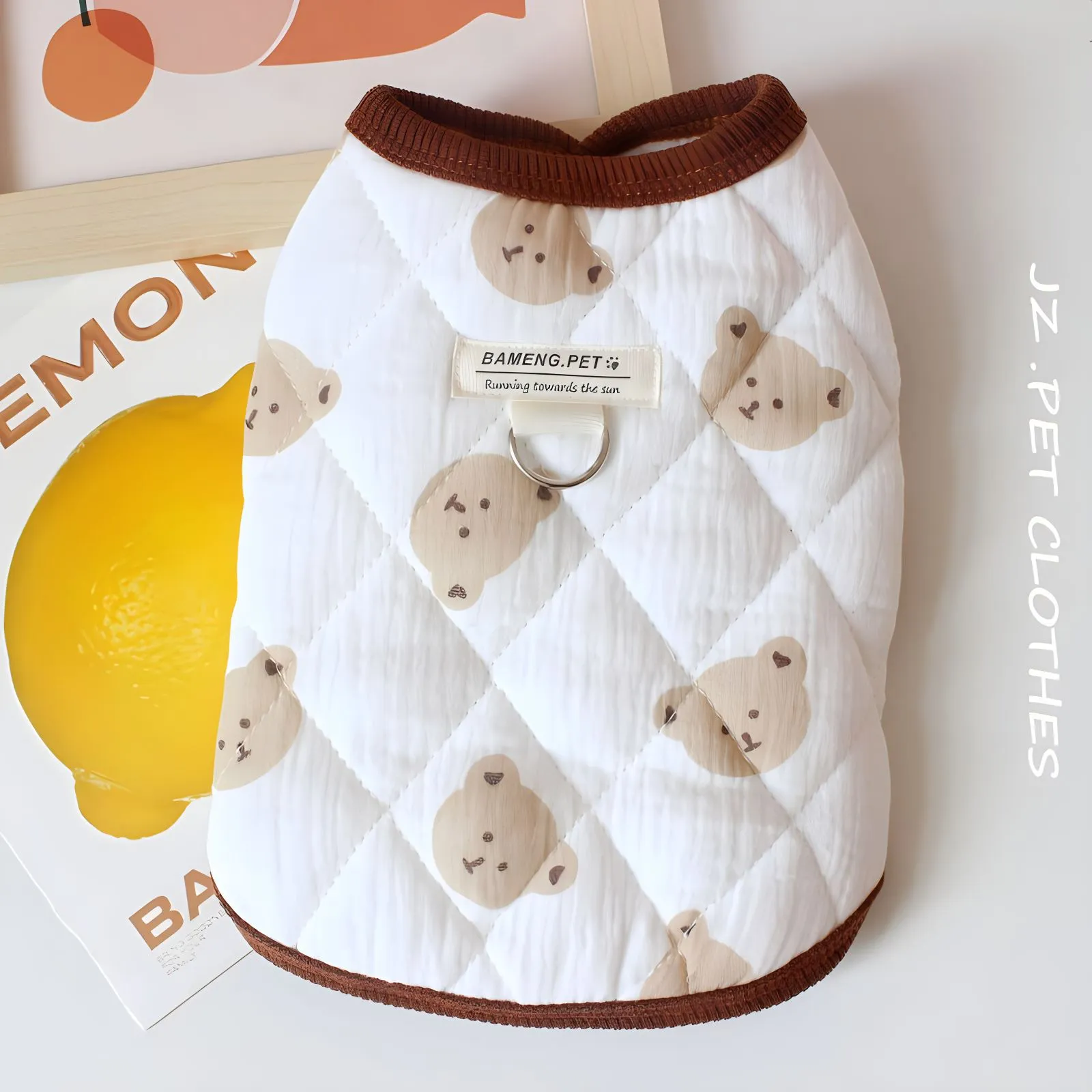 Plush Cotton Yarn Pet Vest - Cute Teddy Bear Dog Clothes for Autumn & Winter HF33