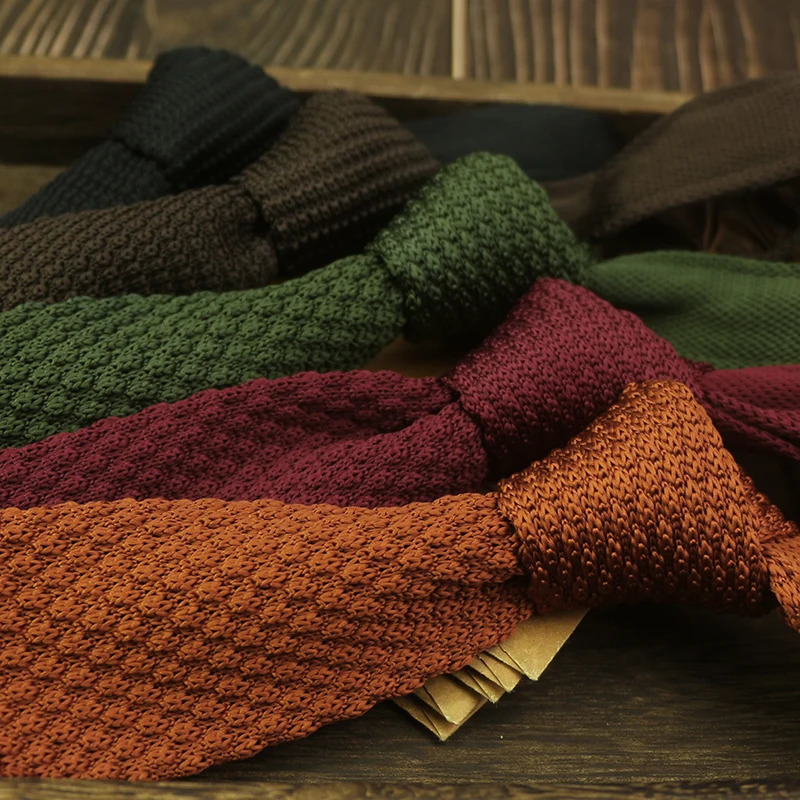 Fashion Solid Color Neckties For Men Women Casual Knitted Neck Ties 7cm Width Brown Orange Tie Daily Wear JK Accessories Cravat 241211
