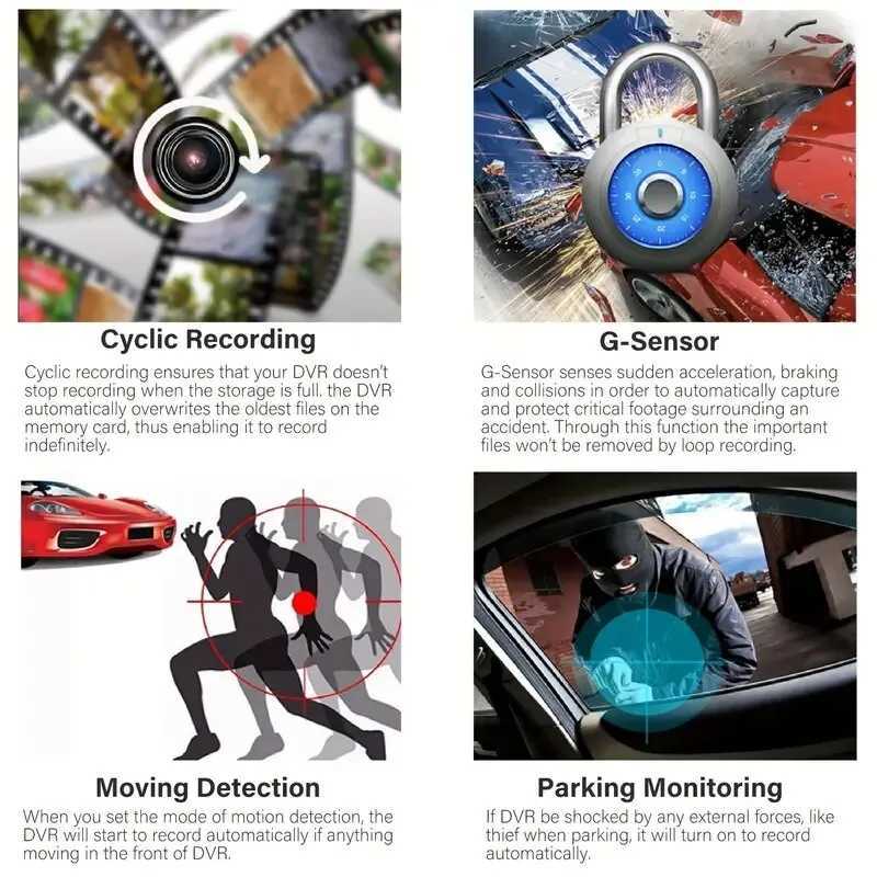 Car DVRs Hd dashcam wireless WiFi connects front and rear dual lens with reverse video car black box car DVR car surveillance camera H250206