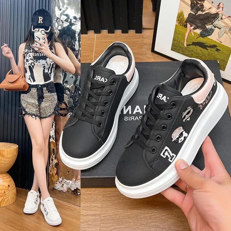 Casual Shoes Personality Women Skateboarding Comfortable Female Sport Running Sneakers PU Leather Girls Fiess Walking Trainers