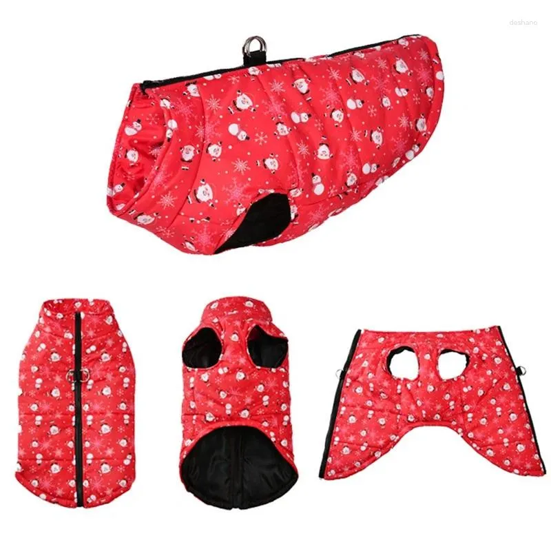Dog Apparel Christmas Pet Vest Warm Elk Santa Claus Jackets Xmas Waterproof Printed Jacket Coat Winter Puppy Medium Clothes HF40