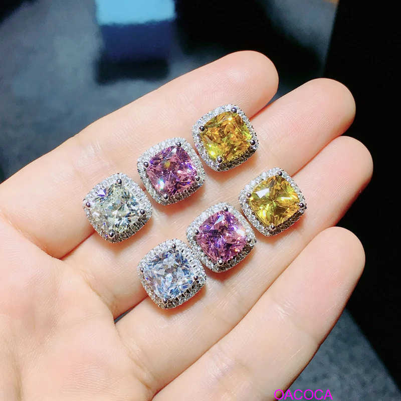 Trendy 2ct Lab Pink Diamond Stud Earring Real 925 sterling silver Jewelry Engagement Wedding Earrings for Women men Party Gift