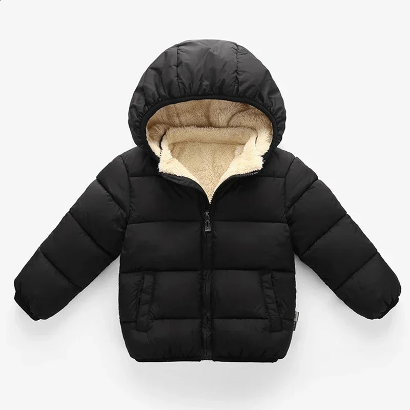 Baby Children Coats Winter Thick Jackets For Boys Warm Plush Thicken Outerwear Girls Fur Hooded Jacket Kids Clothes Snowsuit 241210