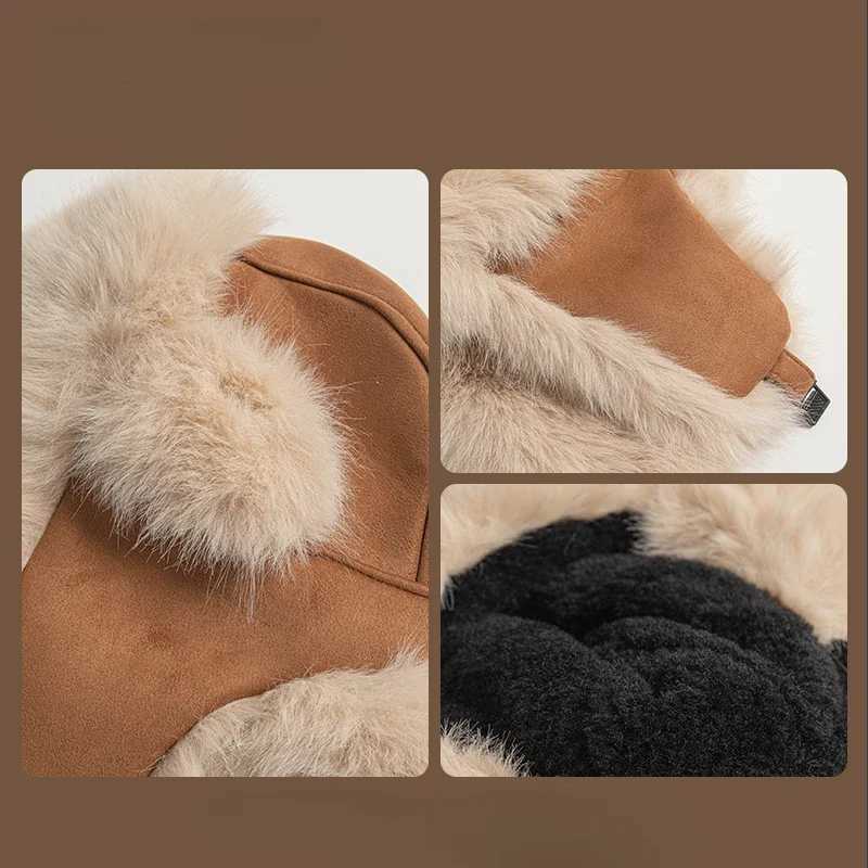 High Quality Winter Velvet Suede Lei Feng Hat Men and Women Outdoor Riding Warm Ear Protection Skiing Ushanka Russia C GorrasX241210