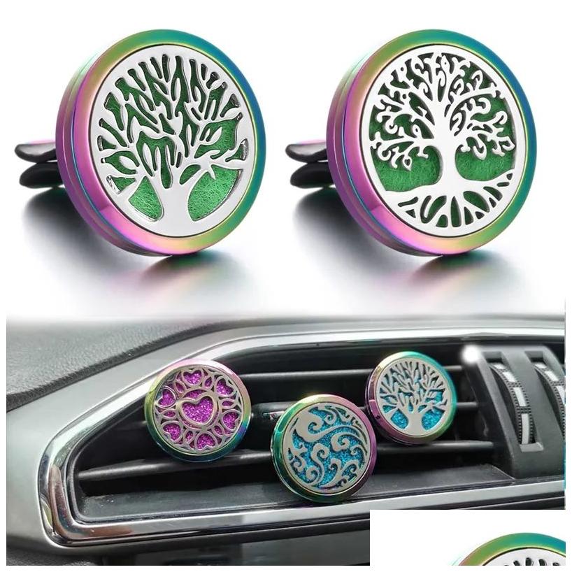 Oils Diffusers Stainless Steel Car Fragrance Diffuser Vent Clip Cars Air Freshener Perfume Clamp Aromatherapy Oil With Refill Pad Dro Otcnz