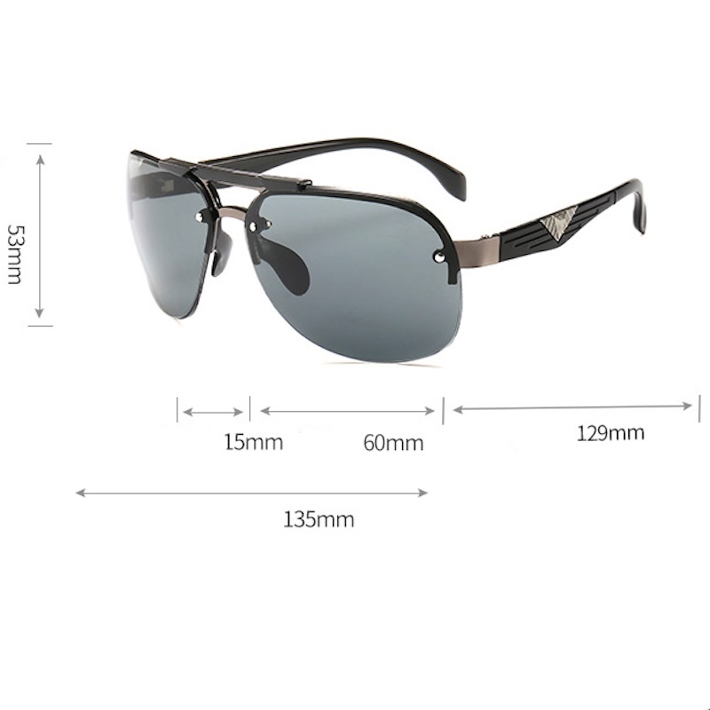 Pilot Sunglasses Men UV400 Vintage Punk Rimless Rectangle Square Classic Men Fashion Glasses Trendy Small Frame Sun Glasses Frameless Eyewear Steampun