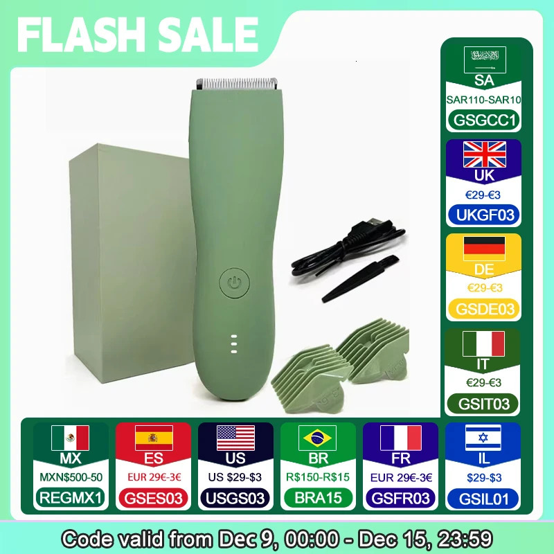 Body Hair Trimmer Shaver for Men Ball Trimmer for Groin Pubic Replaceable Ceramic Blade Groomer Electric Razor Waterproof Clippe 241211