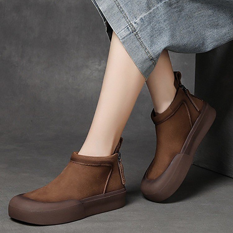 Women Casual Shoes:Thick Sole High-top Early Spring New Product Soft Retro Style Versatile,Khaki/Grey/Yellow,Free shipping