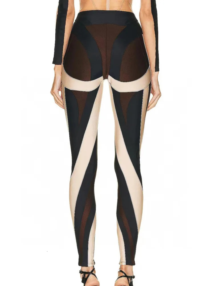 DEAT Autumn Fashion Contrast Color Patch Work n Womens High Elasticity Waist Long Legs Womens Casual 11X5075 241211