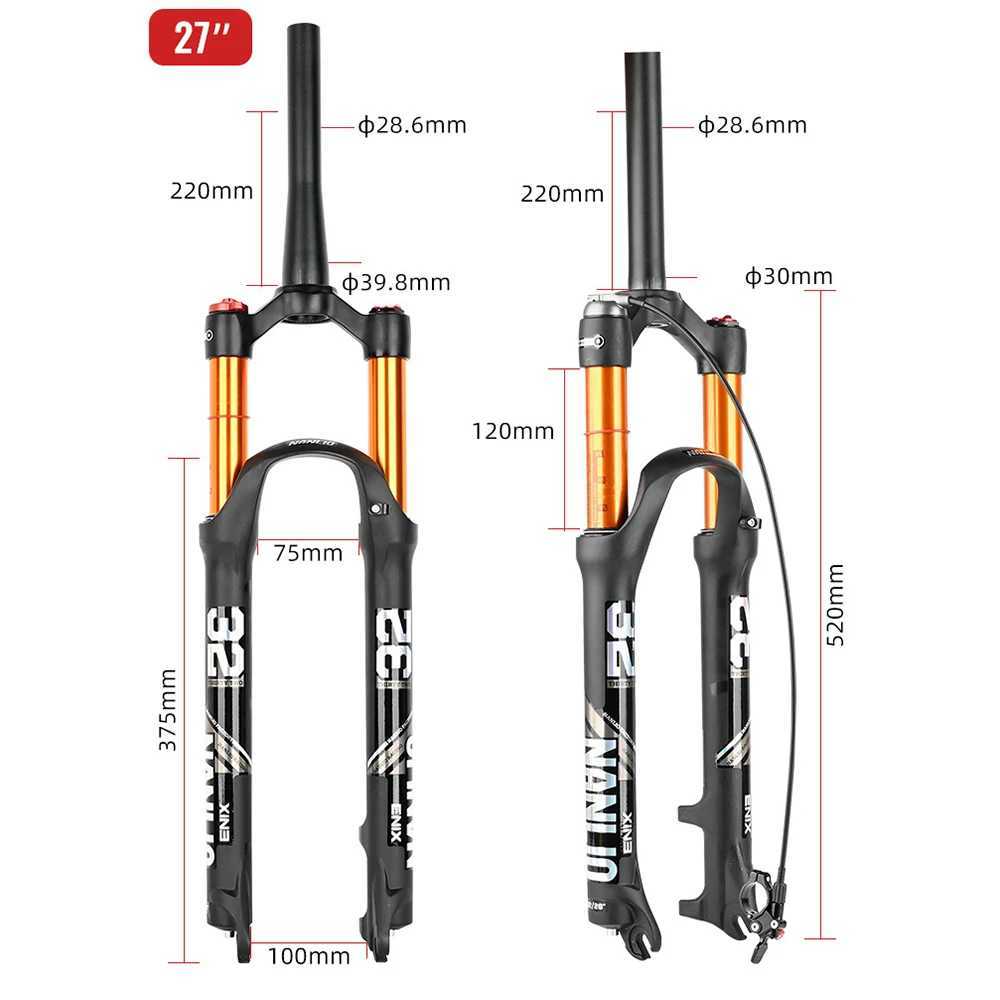 Bike Forks Bicycle front fork 26 27.5 29 inch Magnesium alloy Air pressure Shock absorption Suspension Disc Brake Manual Remote MTB Fork S2412114