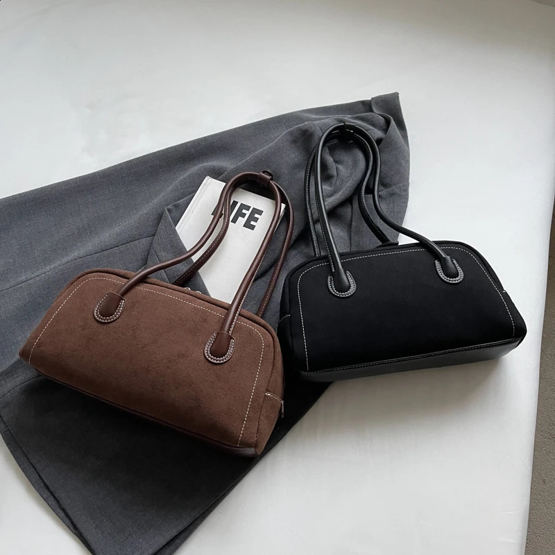 Shoulder Bag for Women Multi Pocket Underarm Faux Suede Zipper Tote Purse Satchel Work Shopping 241210