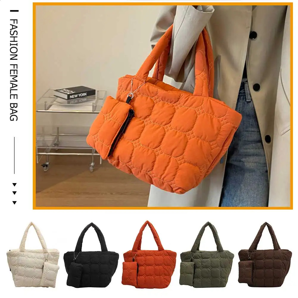 Women Puffy Padded Purse Lightweight Cloud Totebag Large Capacity With A Small Hanging Bag 250103