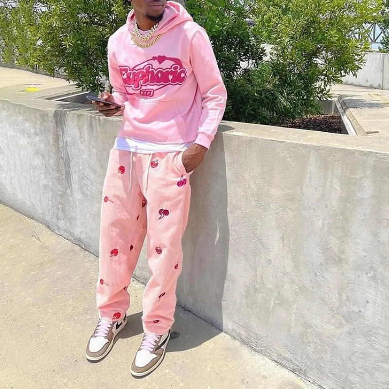 Euphoric Print Graphic Pullover Hoodie Men Y2K Autumn Winter Long Sleeves Vintage Oversize Sweatshirt Streetwear Women Tops 241210