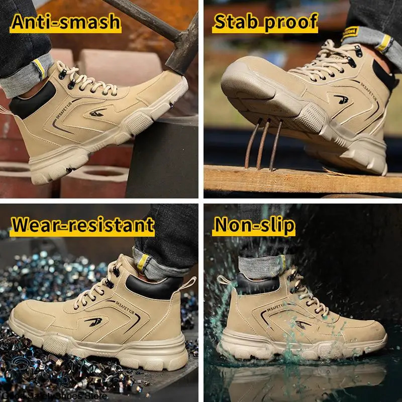Work safety shoes men safety boots shock resistant work shoes sports shoes steel toe caps mens work boots shock resistant shoes 241211