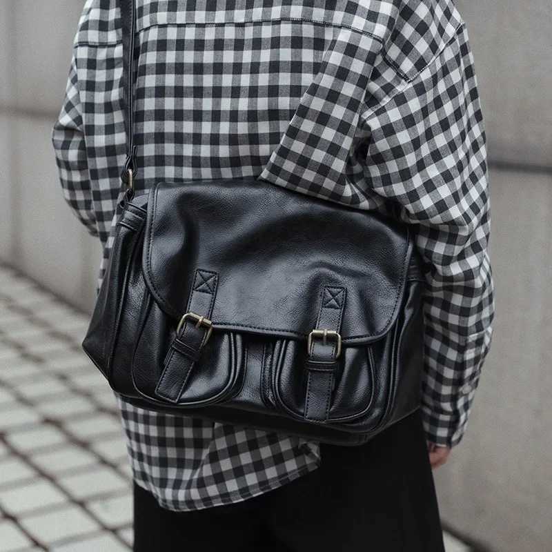 Vintage Japanese Style Messenger Bag Men Fi Crossbody Bag Mens Shoder Bag Luxury Soft PU Leather Sahels Messenger Bags Z241210