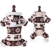 Dog Apparel Pajamas Warm Christmas Coat Fleece Thermal Clothes Winter Puppy Jumpsuits Overalls For Small Medium Dogs HF60