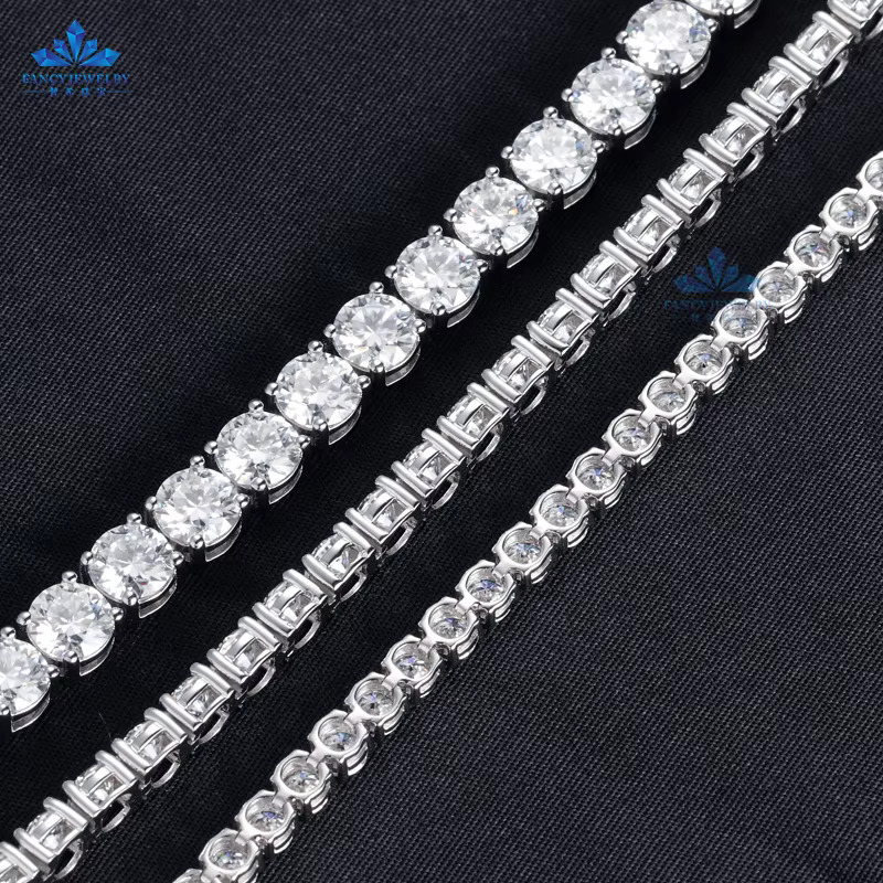 Diamond Hip Hop Jewelry 10k 14k Gold Bracelet Lab Grown Diamond Tennis Chain Necklace Heavy Gold Tennis Link Chain Fine Bracelet