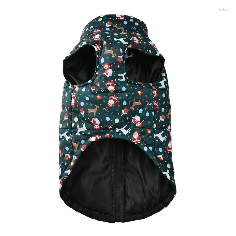 Dog Apparel Christmas Pet Vest Warm Elk Santa Claus Jackets Xmas Waterproof Printed Jacket Coat Winter Puppy Medium Clothes HF40