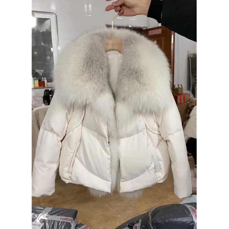 Casual Cotton-Padded Coat Spliced Big Fur Lapel Women Winter Flully Keep Warm Thick Parkas Outerwears New 16O3133