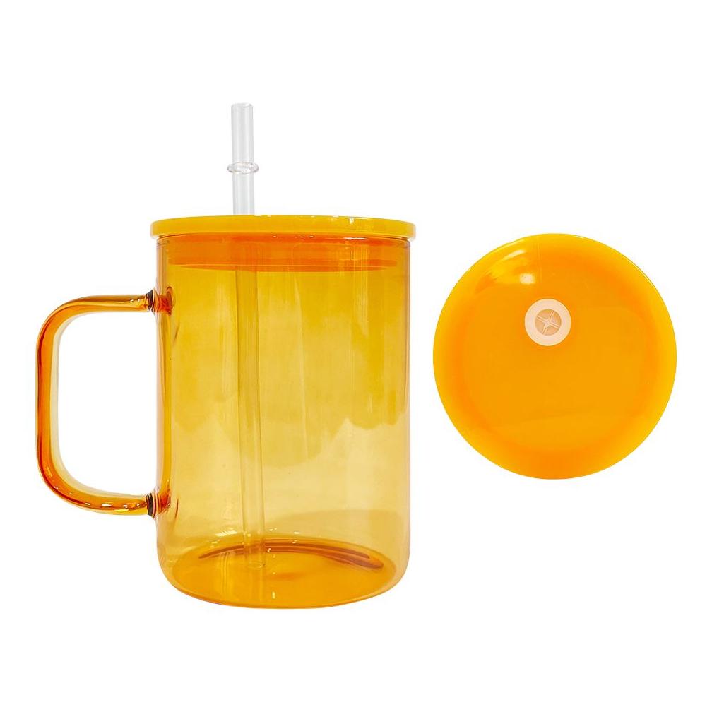 Warehouse Colorful Jelly 17Oz Blank Sublimation Clear Transparent High Borosilicate Colored Glass Camper Coffee With Plastic Pp Lids Otvb9
